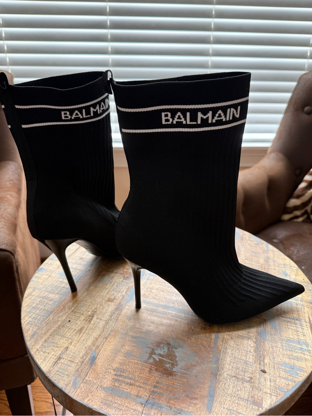 Balmain Knit Black Skye Sock-Style Pointed Stiletto Boot - Picture 10 of 10